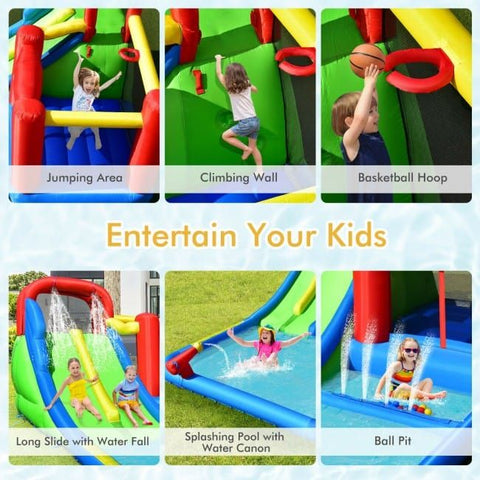 Costway Inflatable Bouncers Inflatable Water Slide Kids with Ocean Balls and 780W Blower by Costway 37021845 Inflatable Water Slide Kids with Ocean Balls & 780W Blower by Costway