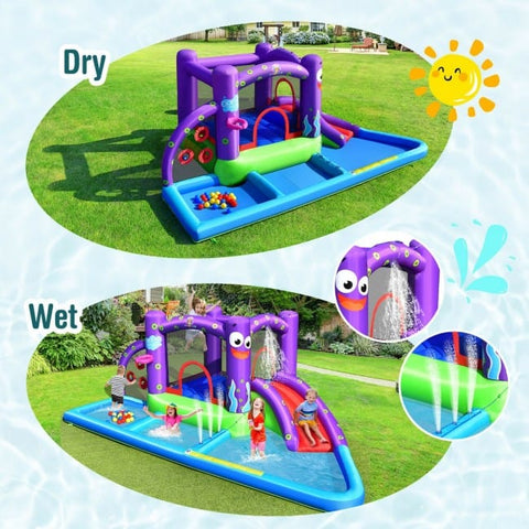 Costway Inflatable Bouncers Inflatable Water Slide Park with Splash Pool and 750W Blower by Costway 781880250654 65173802 Inflatable Water Slide Park with Splash Pool and 750W Blower Costway