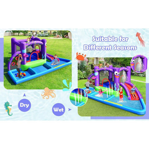 Costway Inflatable Bouncers Inflatable Water Slide Park with Splash Pool and 750W Blower by Costway 781880250654 65173802 Inflatable Water Slide Park with Splash Pool and 750W Blower Costway