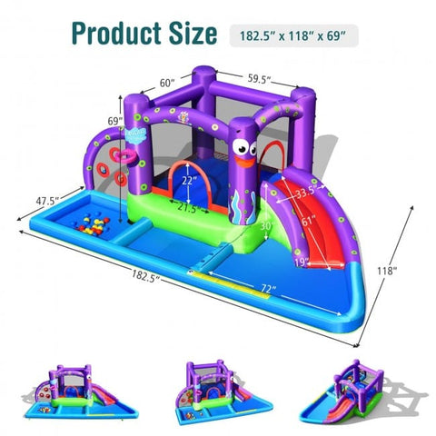 Costway Inflatable Bouncers Inflatable Water Slide Park with Splash Pool and 750W Blower by Costway 781880250654 65173802 Inflatable Water Slide Park with Splash Pool and 750W Blower Costway