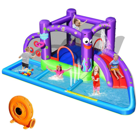 Costway Inflatable Bouncers Inflatable Water Slide Park with Splash Pool and 750W Blower by Costway 781880250654 65173802 Inflatable Water Slide Park with Splash Pool and 750W Blower Costway