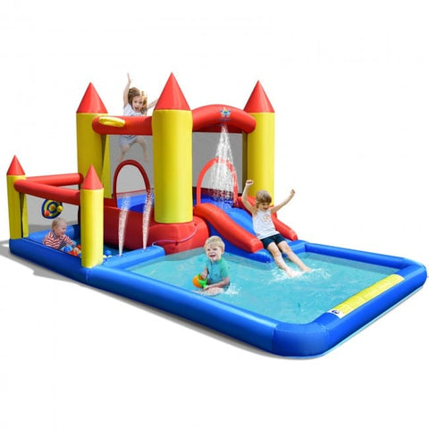 Costway Inflatable Bouncers Inflatable Water Slide with Slide and Jumping Area by Costway 781880256250 61473029 Inflatable Water Slide with Slide and Jumping Area by Costway 61473029