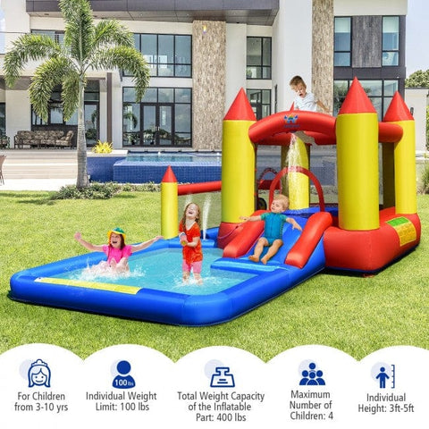 Costway Inflatable Bouncers Inflatable Water Slide with Slide and Jumping Area by Costway 781880256250 61473029 Inflatable Water Slide with Slide and Jumping Area by Costway 61473029