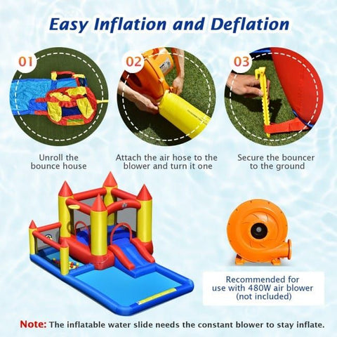 Costway Inflatable Bouncers Inflatable Water Slide with Slide and Jumping Area by Costway 781880256250 61473029 Inflatable Water Slide with Slide and Jumping Area by Costway 61473029