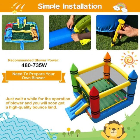 Costway Inflatable Bouncers Kids Inflatable Bounce House with Slide and Ocean Balls Not Included Blower by Costway 781880256335 39741286 Kids Inflatable Bounce House Slide & Ocean Balls Not Included Blower