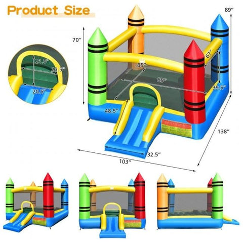 Costway Inflatable Bouncers Kids Inflatable Bounce House with Slide and Ocean Balls Not Included Blower by Costway 781880256335 39741286 Kids Inflatable Bounce House Slide & Ocean Balls Not Included Blower