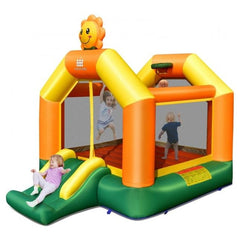 Kids Inflatable Bounce Jumping Castle House with Slide without Blower by Costway