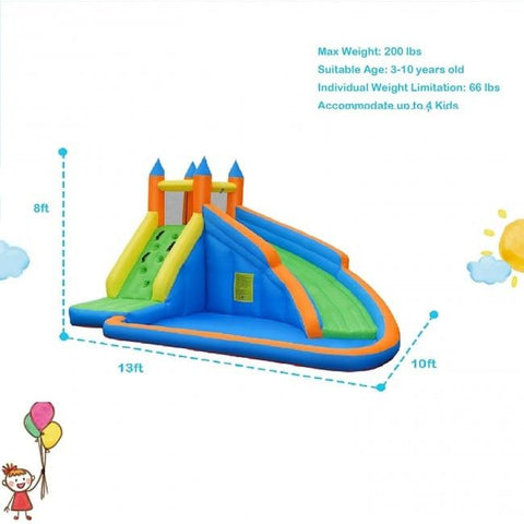 Costway Inflatable Bouncers Kids Inflatable Water Slide Bouncing House with Carrying Bag and 480W Blower by Costway 781880243731 92061758