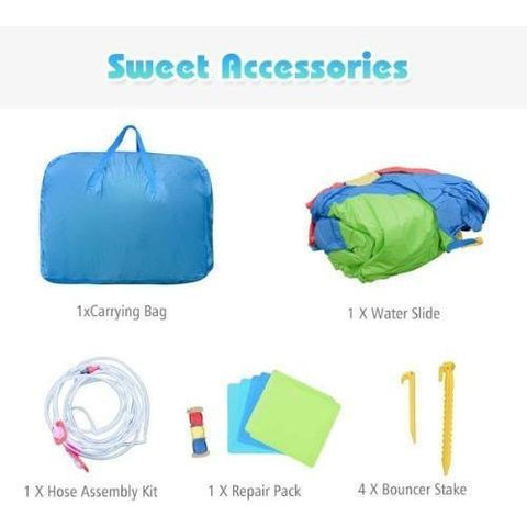 Costway Inflatable Bouncers Not Included Inflatable Water Pool with Splash and Slide without Blower by Costway 83095471 Kids Hippo Inflatable Bounce House with Bag Costway 91754236/83095471