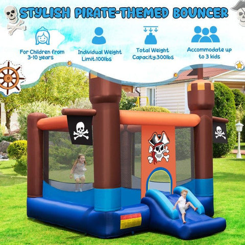 Costway Inflatable Bouncers Pirate-Themed Inflatable Bounce Castle with Large Jumping Area and 735W Blower by Costway 781880255376 34051698 Pirate-Themed Inflatable Bounce Castle Large Jumping Area 735W Blower 