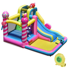 Costway Inflatable Bouncers Sweet Candy Inflatable Bounce House with Water Slide and 480W Blower by Costway 781880227236 06435982 Sweet Candy Inflatable Bounce House with Water Slide and 480W Blower