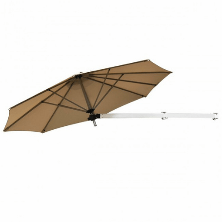 Costway Outdoor Beige 8' Wall-Mounted Telescopic Folding Tilt Aluminum Sun Shade Umbrella by Costway 781880211587 70438129 8' Wall-Mounted Telescopic Folding Tilt  Sun Shade Umbrella by Costway