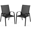 Image of Costway Outdoor Chairs Black 2 Pcs Patio Chairs Outdoor Dining Chair with Armrest by Costway 781880282921 81926753