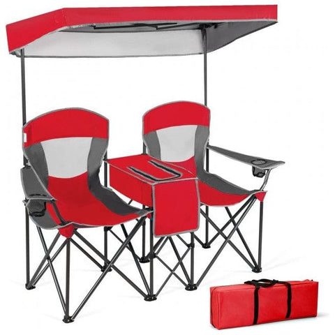 Costway Outdoor Chairs Portable Folding Camping Canopy Chairs with Cup Holder by Costway