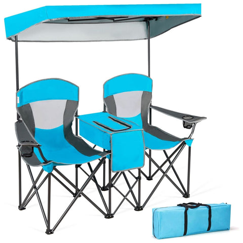 Costway Outdoor Chairs Portable Folding Camping Canopy Chairs with Cup Holder by Costway