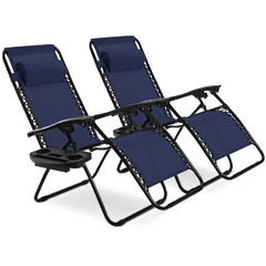 2 Pcs Folding Lounge Chair with Zero Gravity by Costway