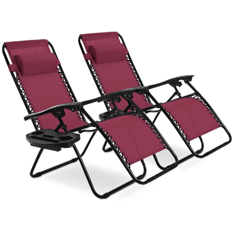 2 Pcs Folding Lounge Chair with Zero Gravity by Costway SKU# 87142509