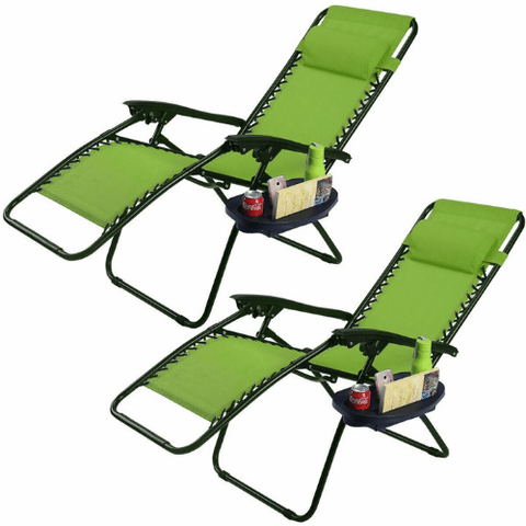 2 Pcs Folding Lounge Chair with Zero Gravity by Costway SKU# 87142509