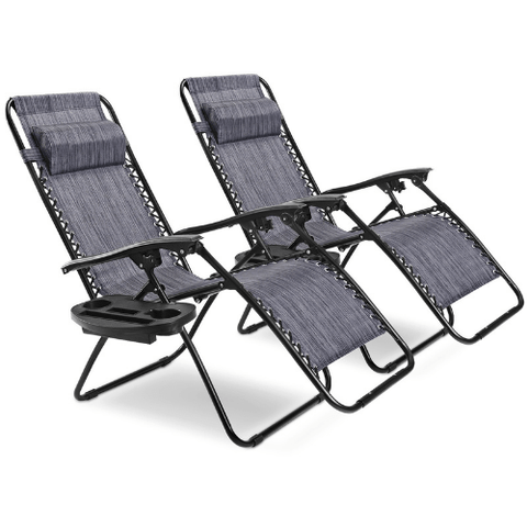 2 Pcs Folding Lounge Chair with Zero Gravity by Costway SKU# 87142509