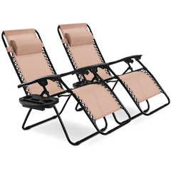 2 Pcs Folding Lounge Chair with Zero Gravity by Costway SKU# 87142509