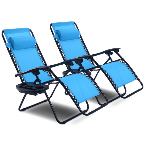 2 Pcs Folding Lounge Chair with Zero Gravity by Costway SKU# 87142509