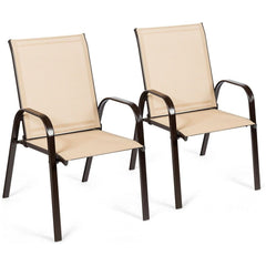 2 Pcs Patio Chairs Outdoor Dining Chair with Armrest by Costway