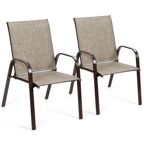 Costway Outdoor Furniture 2 Pcs Patio Chairs Outdoor Dining Chair with Armrest by Costway