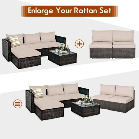 Costway Outdoor Furniture 2 PCS Patio Rattan Armless Sofa with Cushion by Costway 2 PCS Patio Rattan Armless Sofa with Cushion by Costway SKU# 82490316