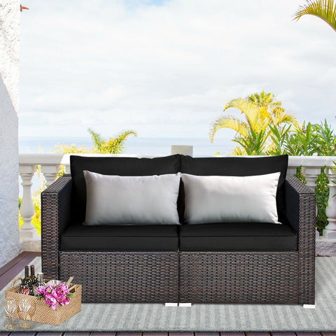 Costway Outdoor Furniture 2 PCS Patio Rattan Sectional Conversation Sofa Set by Costway 2 PCS Patio Rattan Sectional Conversation Sofa Set by Costway 86547092