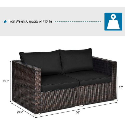 Costway Outdoor Furniture 2 PCS Patio Rattan Sectional Conversation Sofa Set by Costway 2 PCS Patio Rattan Sectional Conversation Sofa Set by Costway 86547092