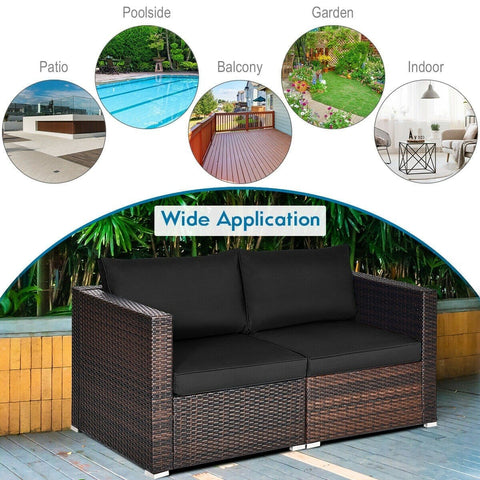 Costway Outdoor Furniture 2 PCS Patio Rattan Sectional Conversation Sofa Set by Costway 2 PCS Patio Rattan Sectional Conversation Sofa Set by Costway 86547092