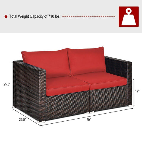 Costway Outdoor Furniture 2 PCS Patio Rattan Sectional Conversation Sofa Set by Costway 2 PCS Patio Rattan Sectional Conversation Sofa Set by Costway 86547092