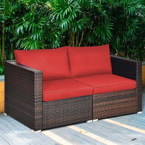 Costway Outdoor Furniture 2 PCS Patio Rattan Sectional Conversation Sofa Set by Costway 2 PCS Patio Rattan Sectional Conversation Sofa Set by Costway 86547092