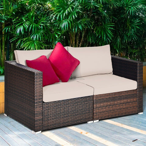 Costway Outdoor Furniture 2 PCS Patio Rattan Sectional Conversation Sofa Set by Costway 2 PCS Patio Rattan Sectional Conversation Sofa Set by Costway 86547092