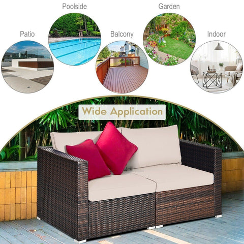 Costway Outdoor Furniture 2 PCS Patio Rattan Sectional Conversation Sofa Set by Costway 2 PCS Patio Rattan Sectional Conversation Sofa Set by Costway 86547092