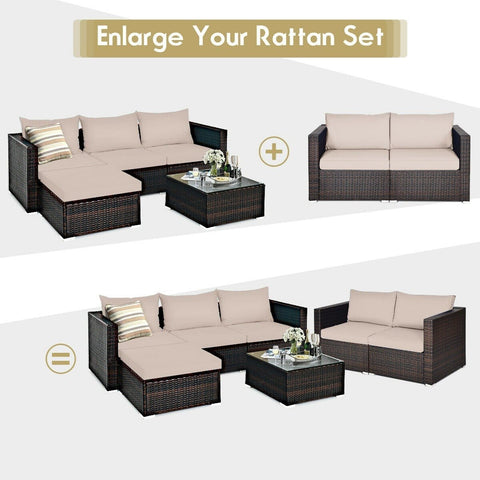 Costway Outdoor Furniture 2 PCS Patio Rattan Sectional Conversation Sofa Set by Costway 2 PCS Patio Rattan Sectional Conversation Sofa Set by Costway 86547092