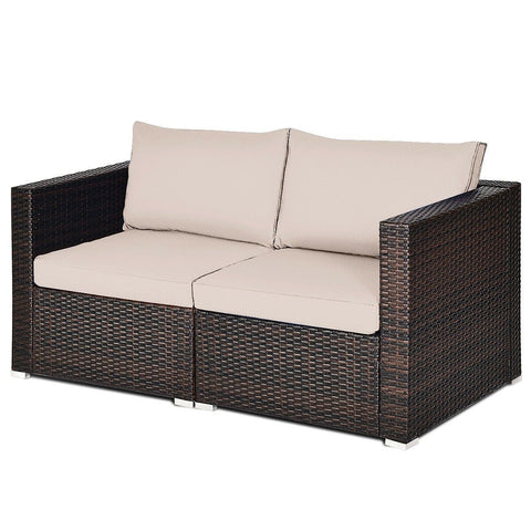 Costway Outdoor Furniture 2 PCS Patio Rattan Sectional Conversation Sofa Set by Costway 2 PCS Patio Rattan Sectional Conversation Sofa Set by Costway 86547092