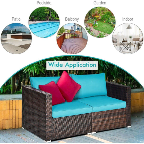 Costway Outdoor Furniture 2 PCS Patio Rattan Sectional Conversation Sofa Set by Costway 2 PCS Patio Rattan Sectional Conversation Sofa Set by Costway 86547092