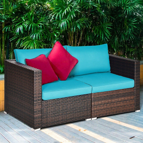 Costway Outdoor Furniture 2 PCS Patio Rattan Sectional Conversation Sofa Set by Costway 2 PCS Patio Rattan Sectional Conversation Sofa Set by Costway 86547092