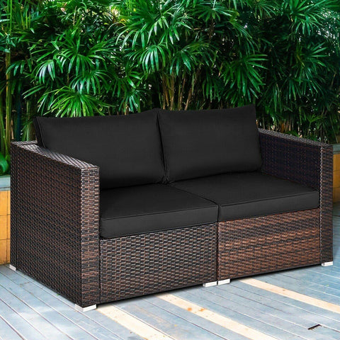 Costway Outdoor Furniture 2 PCS Patio Rattan Sectional Conversation Sofa Set by Costway 2 PCS Patio Rattan Sectional Conversation Sofa Set by Costway 86547092