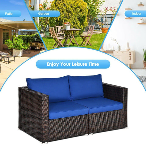 Costway Outdoor Furniture 2 PCS Patio Rattan Sectional Conversation Sofa Set by Costway 2 PCS Patio Rattan Sectional Conversation Sofa Set by Costway 86547092