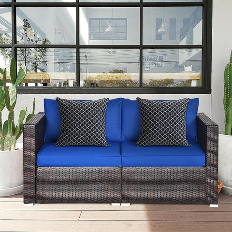 Costway Outdoor Furniture 2 PCS Patio Rattan Sectional Conversation Sofa Set by Costway 2 PCS Patio Rattan Sectional Conversation Sofa Set by Costway 86547092