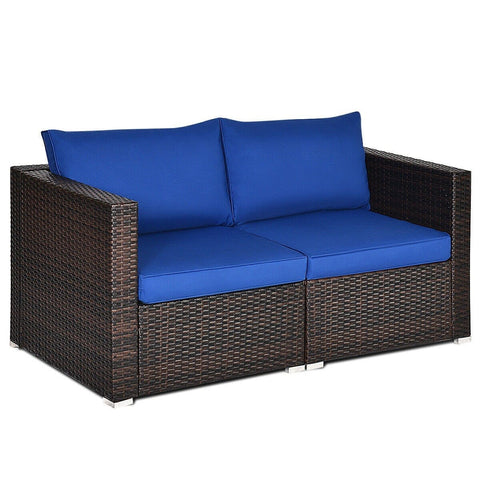 Costway Outdoor Furniture 2 PCS Patio Rattan Sectional Conversation Sofa Set by Costway 2 PCS Patio Rattan Sectional Conversation Sofa Set by Costway 86547092