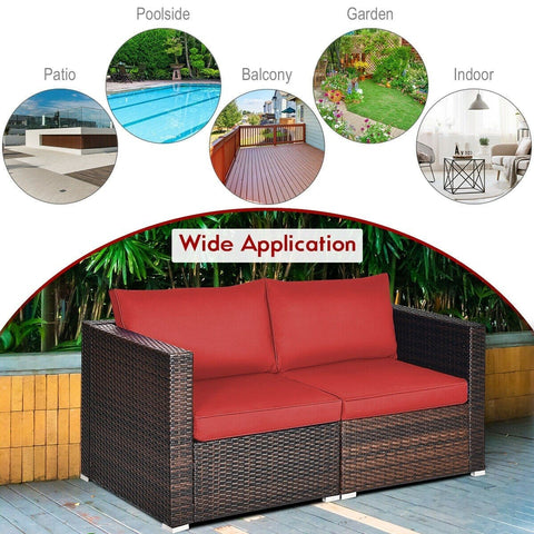 Costway Outdoor Furniture 2 PCS Patio Rattan Sectional Conversation Sofa Set by Costway 2 PCS Patio Rattan Sectional Conversation Sofa Set by Costway 86547092