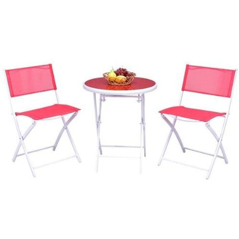 3 Pcs Folding Garden Patio Table Chairs Set by Costway