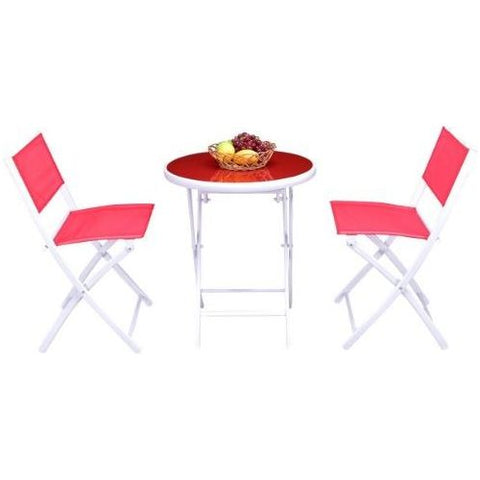 3 Pcs Folding Garden Patio Table Chairs Set by Costway