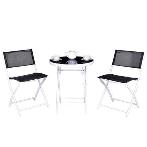 3 Pcs Folding Garden Patio Table Chairs Set by Costway