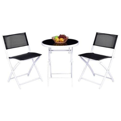 3 Pcs Folding Garden Patio Table Chairs Set by Costway