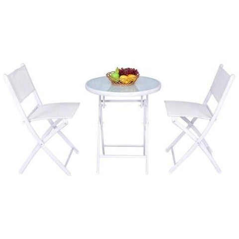 Costway Outdoor Furniture 3 Pcs Folding Garden Patio Table Chairs Set by Costway