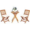 Image of Costway Outdoor Furniture 3 PCS Patio Folding Wooden Bistro Set Cushioned Chair by Costway